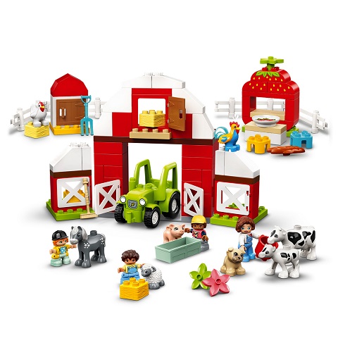 97 Pieces Pig Tractor & Farm Animal Care 10952 Playset with People Figures and Cute Pony Sheep LEGO DUPLO Town Barn Rooster and Chicken Toys; Great Learning Toy Cow Dog Calf New 2021 